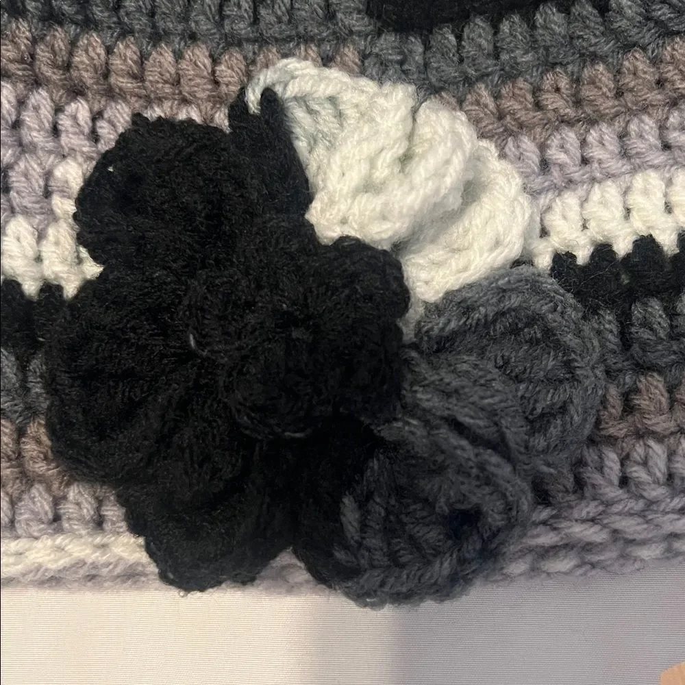 NWT Angela’s Designs multi grey striped one of a kind hand crocheted hat